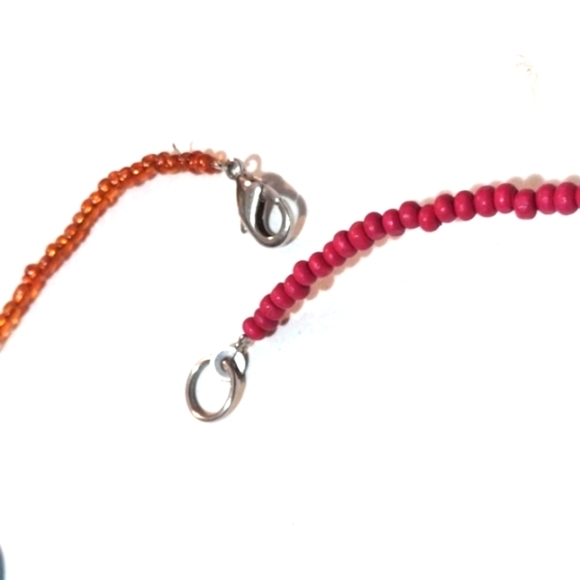 VINTAGE MULTICOLORED & MULTIBEADED LARGE STONES, BLOWN GLASS 36" NECKLACE - Picture 10 of 13